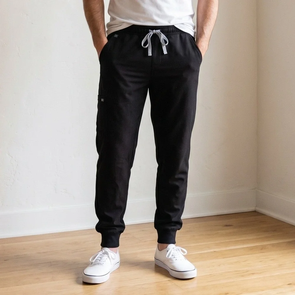 FIGS Tansen Jogger Pants Mens XL Black Elastic Waist Drawstring Scrub Athleisure